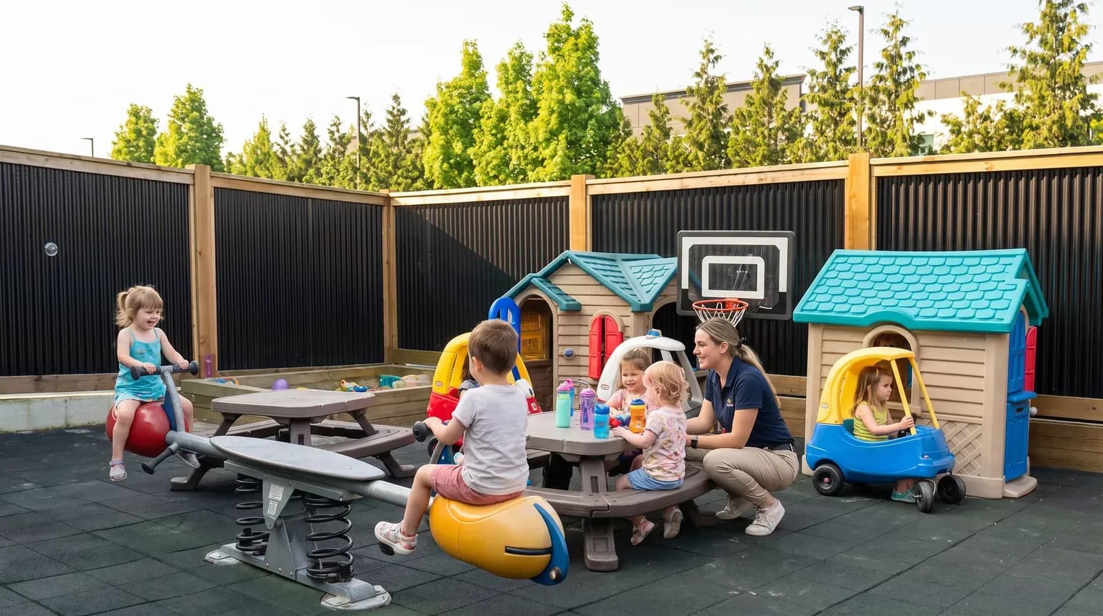 A cozy reading corner with books and cushions at Playbox Childcare Centre.